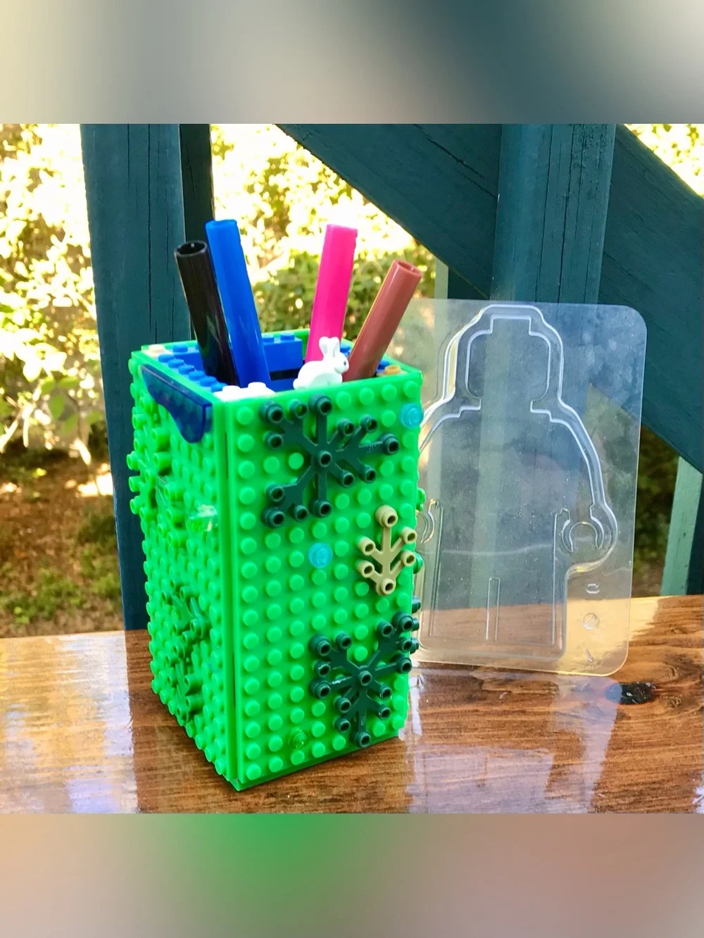 LEGO Building Blocks Lot DIY Desk Cup Pen Holder Bracelet Clear Minifigure Mold